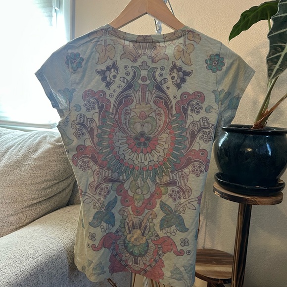 Y2K Self Esteem butterfly Floral Grunge Short Sleeve Top Graphic Sz Small - Picture 4 of 4